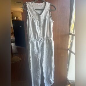 Light Blue Sleeveless 100% linen Jumpsuit